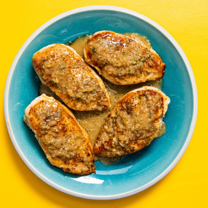 Pan Seared Chicken Breasts With Garlic Herb Sauce Americas Test Kitchen Recipe 